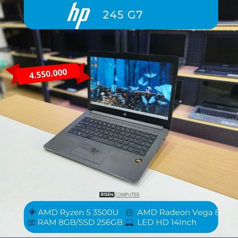 Second LAPTOP HP 245 G7 AMD Ryzen 5 3500U AMD Radeon Vega 8 RAM 8GB SSD 256GB Notebook 14inch Seken 