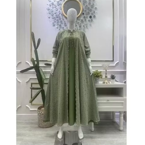 Gamis Salvina Double layer katun bordir hq