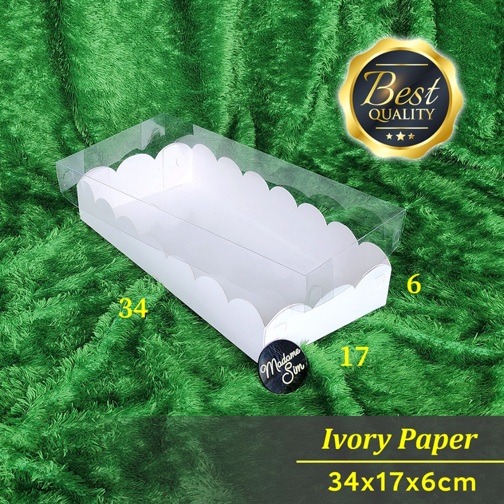 

BOX MIKA PUTIH - DUS BOLU - KOTAK PUDDING 34x17x6 (ISI : 10 PCS)