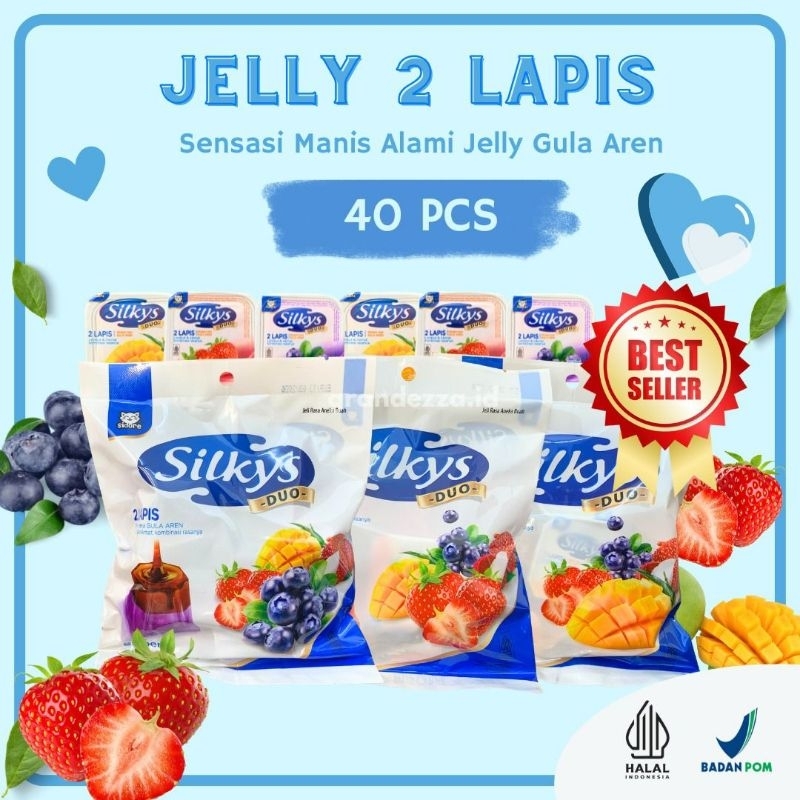 

Pudding Silkys Duo 2 Lapis Gula Aren Puding Jelly isi 4 Pack Mix Rasa Mangga Strawberry Blueberry dan ada juga repack kemasan 1Kg