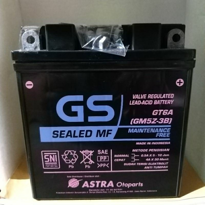 Aki Motor GS ASTRA JupiterZ,VegaR,SupraX 100%ori Terjamin Keasliannya.