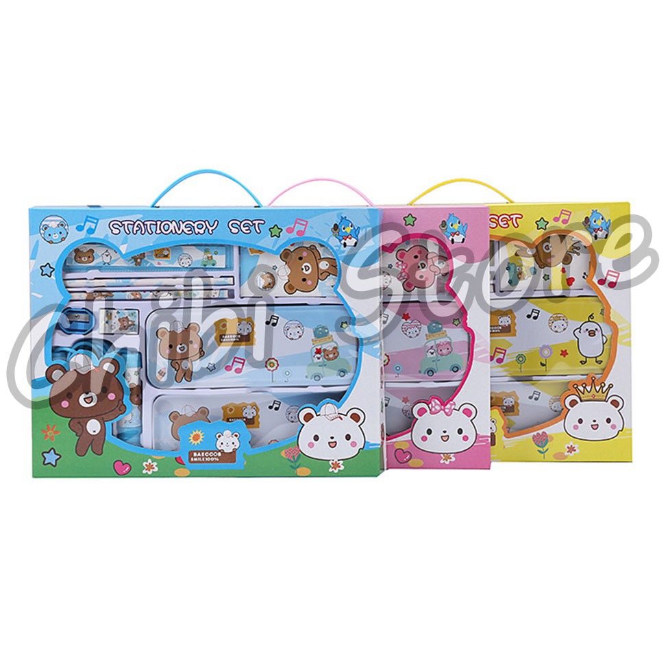 

[1 SET] STATIONERY SET 8 IN 1 CUTE TEDDY BEAR - SET STUDY ANAK KARAKTER BEAR LUCU - ALAT TULIS KARTUN SET - ALAT TULIS ANAK SEKOLAH