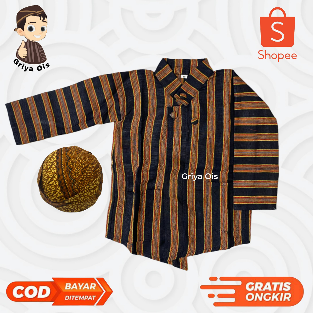 Baju Surjan Anak Tk SD / Baju Adat Jawa / Baju Lurik Anak Sd Tk