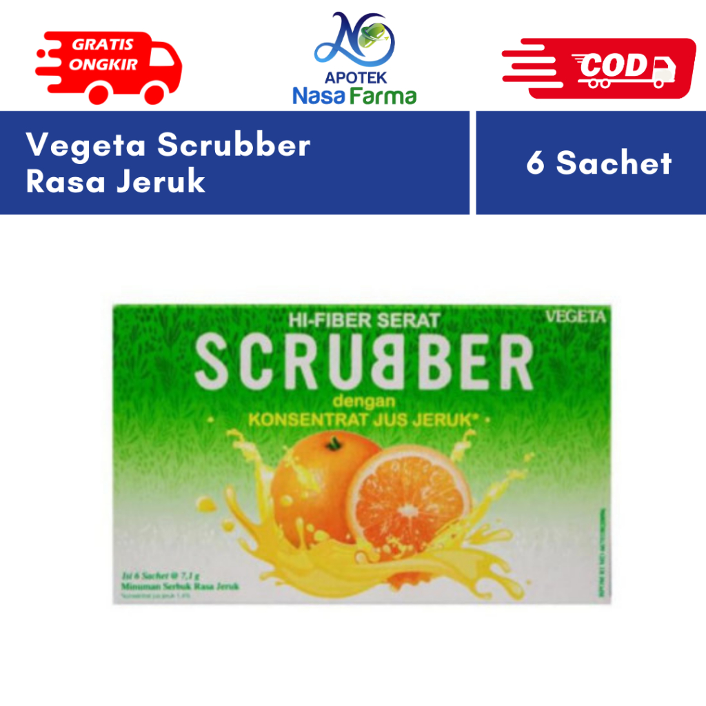 

Vegeta Scrubber Rasa Jeruk Box @6 Sachet - Minuman Kaya Serat Alami