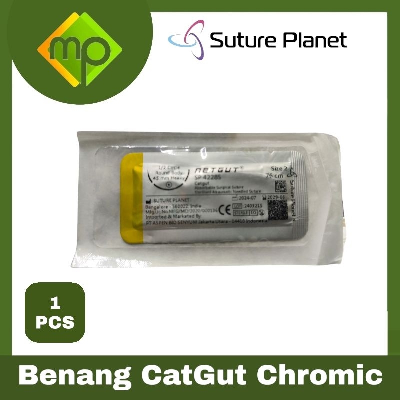 Benang Jahit Cat Gut Chromic   NetGut  Sature Planet 1 Pcs Ecer  Cat Gut Chromic  Benang Chromic  Sa