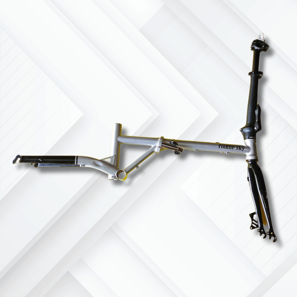 Frame Sepeda Lipat Folker Sky Folding Bike Chromoly Steel Silver Black Original