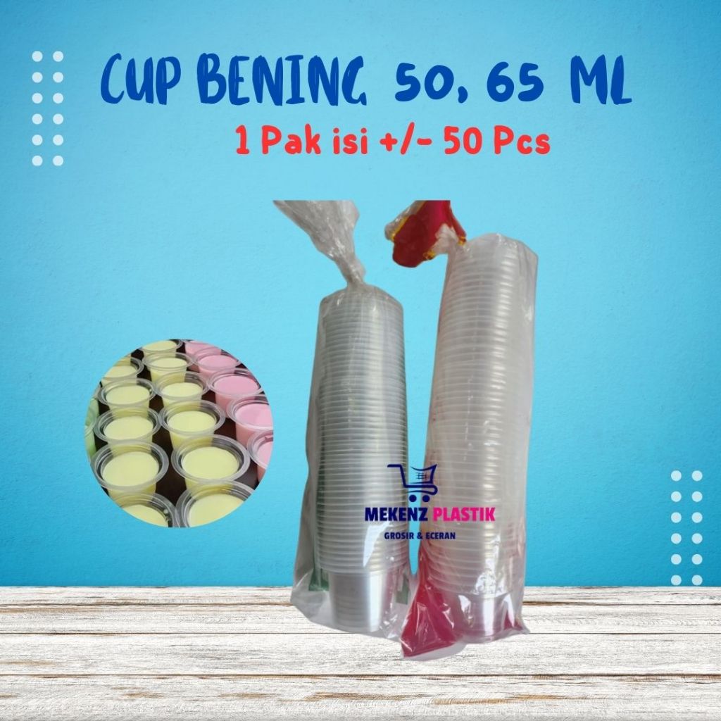 Gelas Plastik 50ml 65ml l Cup Puding Jelly Agar Ice Cream 50 ml 65ml Isi 50 Pcs