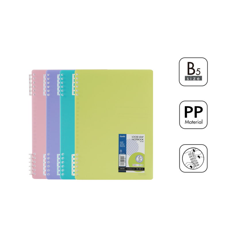 

[Stationery Home] Bantex Buku Catatan B5 Loose-Leaf Binder Klip Adjustable Bahan PP Kertas 70g Warna Pastel LLB550