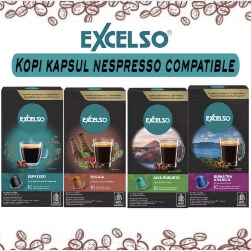 

Excelso Kopi Kapsul NESPRESSO COMPATIBLE ONLY (10pcs X 6gr)