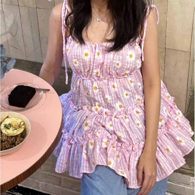 PINK FLORAL BUILT IN CUP/BRA DRESS PRELOVED