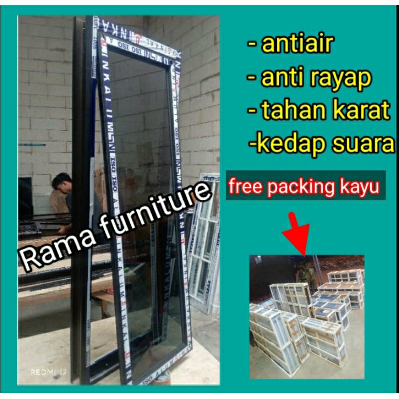 JENDELA L40xT150 ALUMINIUM CASEMENT FREE PACKING KAYU