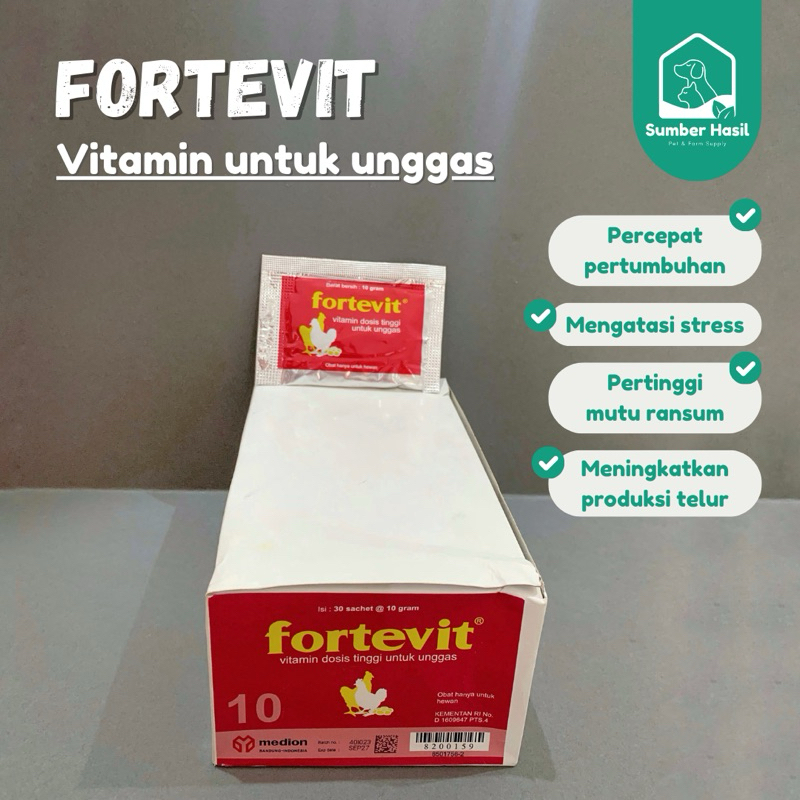FORTEVIT VITAMIN UNGGAS FORTEVIT OBAT AYAM 10 GRAM ORIGINAL