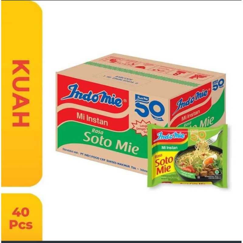 

Indomie Soto Mie 1 dus isi 40