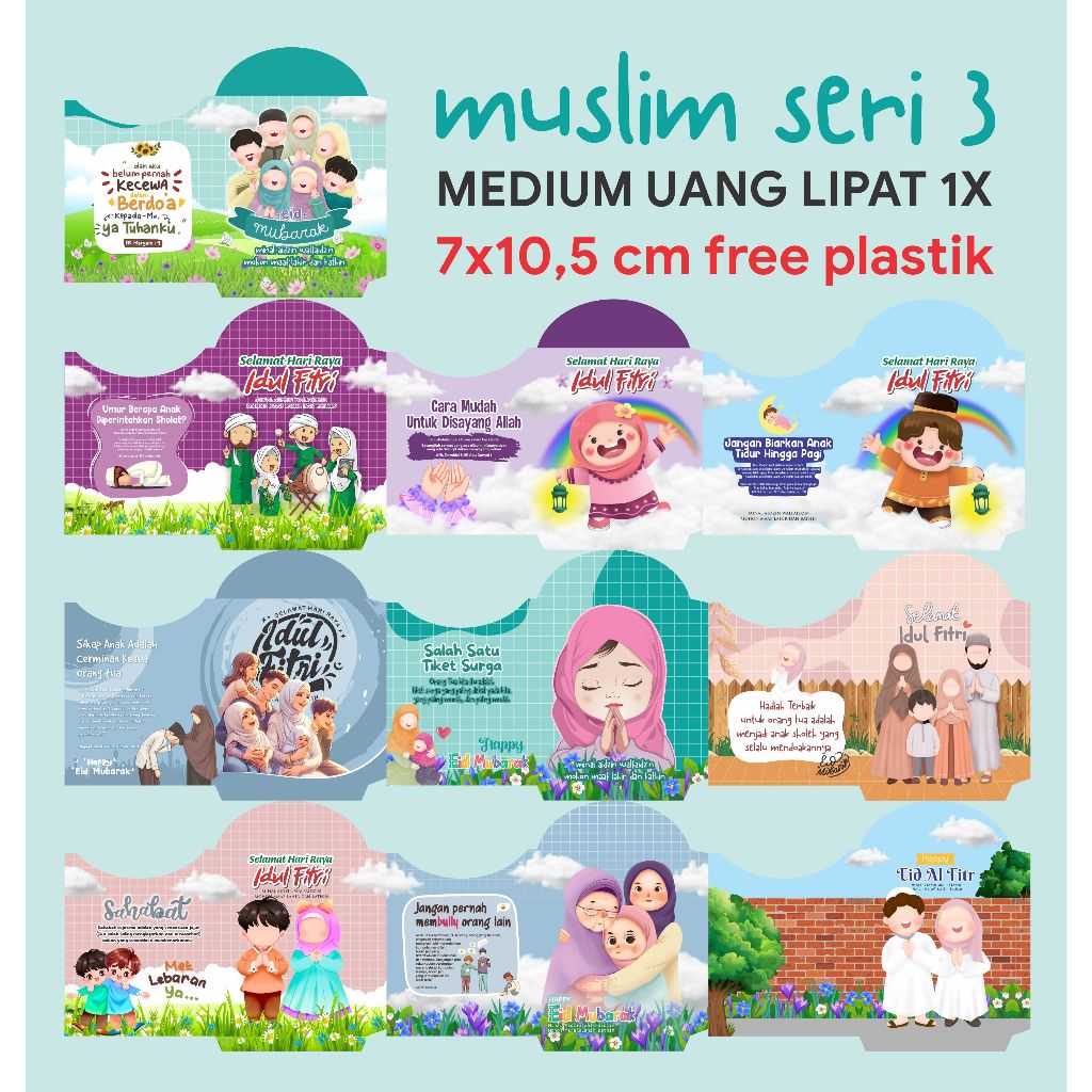 

AMPLOP LEBARAN MEDIUM MUSLIM. (1000 LEMBAR BELUM DI LEM)