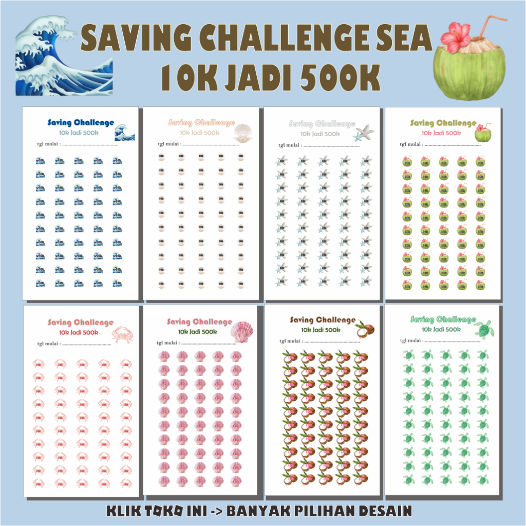 

Isi Binder A6 Saving Challenge SEA 10K JADI 500K PART 01 Tebal / Kertas Menabung A6 / Loose Leaf