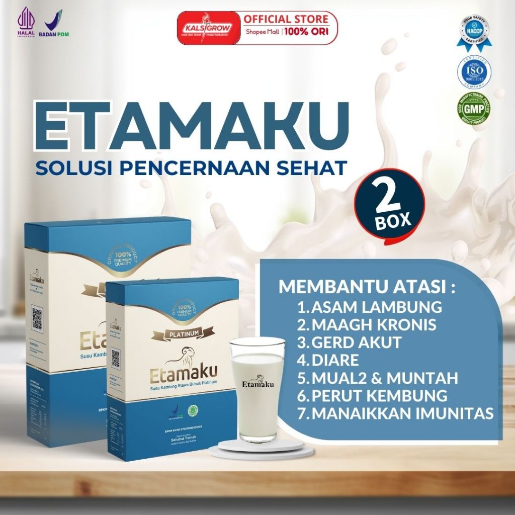 

ETAMAKU 2 Box Susu Bubuk Kambing Etawa Premium untuk Asam Lambung Maag Gerd dan Imunitas Tubuh