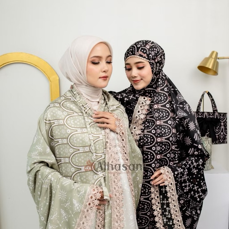Mukena Dewasa Jumbo Silk Premium Renda Mewah 2in1 Laveenya Maryam - Ell Maryam - Wanita, Motif, Musl