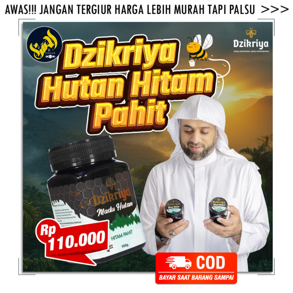 

Dzikriya Madu Hutan Hitam Pahit 500g - Honey Murni Asli 100% Odeng Apis Dorsata