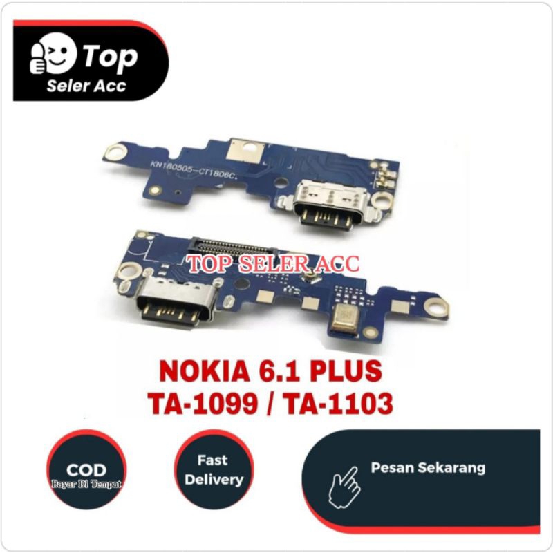 Nokia 6.1 Plus Flexibel Konektor Papan Charger Cas Mic Nokia 6.1 Plus Ori