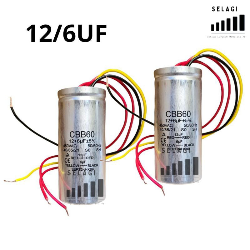 KAPASITOR MESIN CUCI CBB60 ELECTROLUX 2 TABUNG 12/6 UF STAINLESS | CAPASITOR MESIN CUCI 2 TABUNG ELE