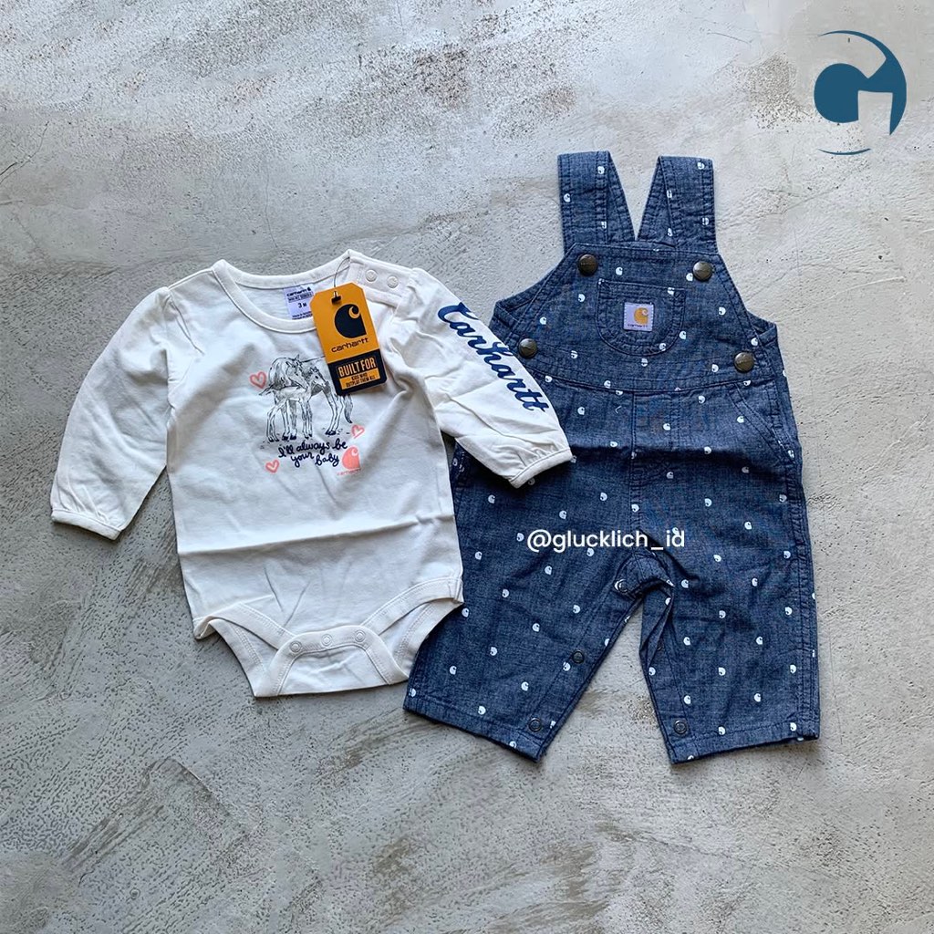 Carhartt, Bodysuit and Chambray Overalls Set
