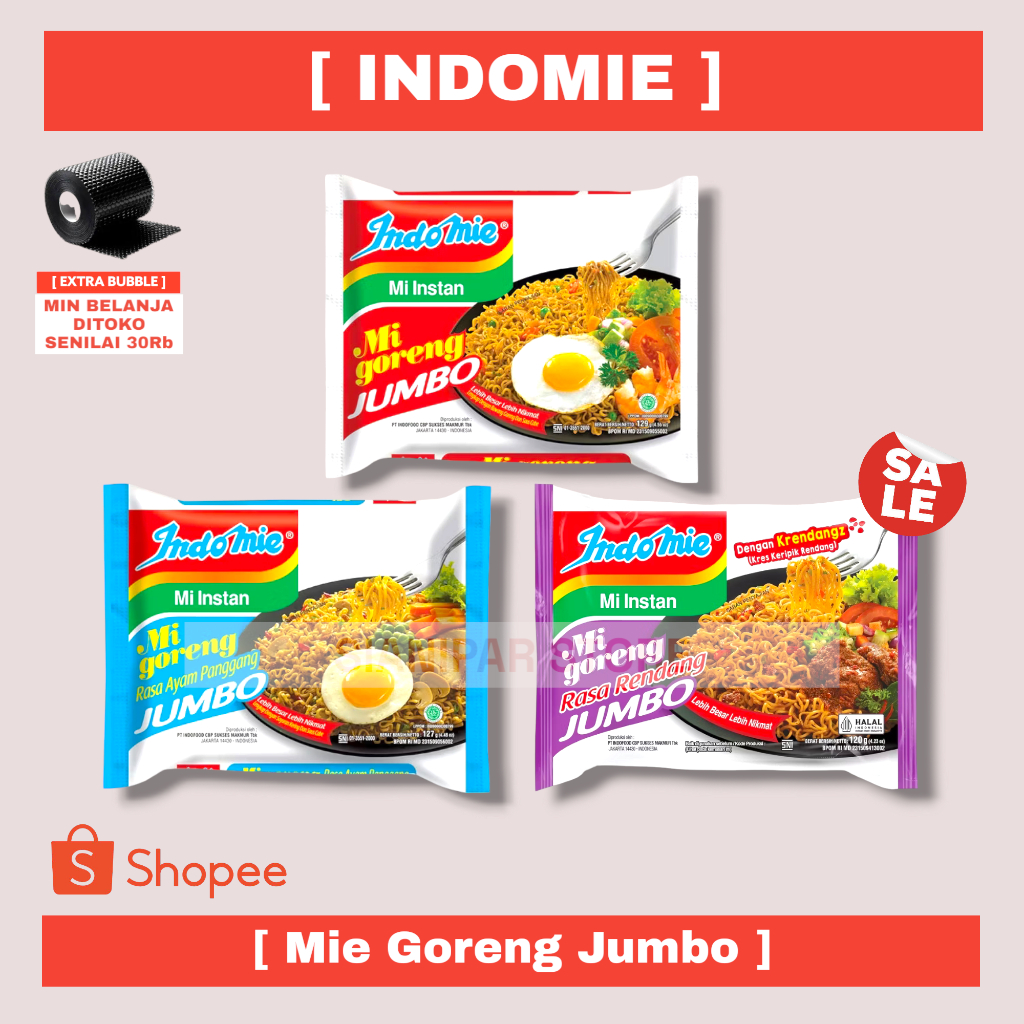 INDOMIE MIE GORENG JUMBO PCK SPECIAL - JUMBO RENDANG - AYAM PANGGANG