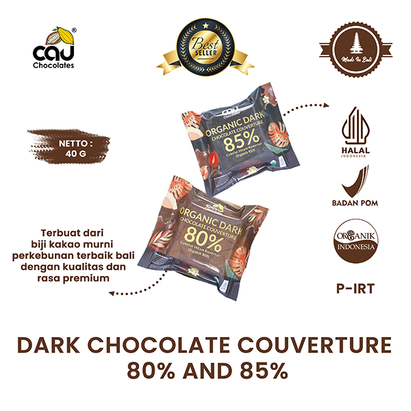 

Organic Dark Chocolate Couverture 80% and 85%-40g