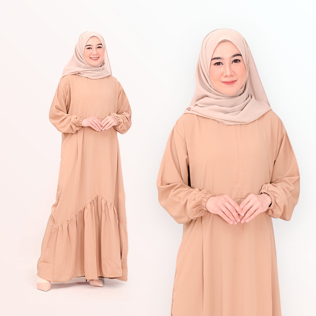 Gamis Polos Basic Wanita Premium Dress Muslim Bahan Morena Busui Friendly - Nara Rafanda