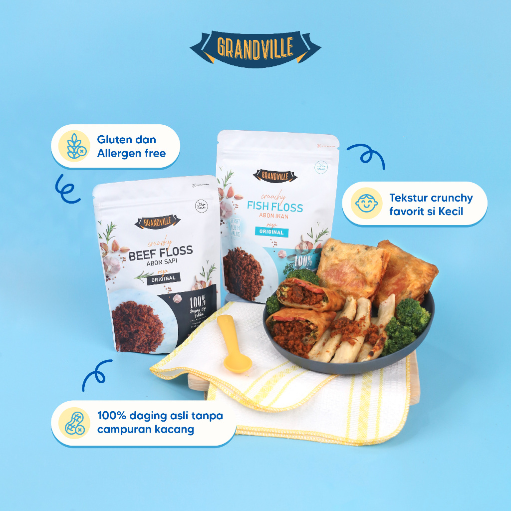 

RB GRANDVILLE ABON ORIGINAL CRUNCHY CHICKEN BEEF FISH - 100GR ABON MPASI BAYI
