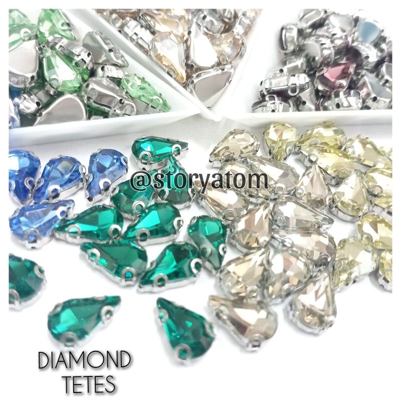 1 LUSIN - 8mm × 13mm | MATA CANGKANG / MATA TETES / DIAMOND TETES / PAYET BAJU / MATA MATA BENTUK TE