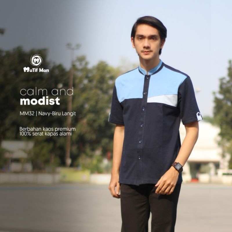 MUTIF MAN KOKO KAOS MM32 NAVY-BIRU LANGIT