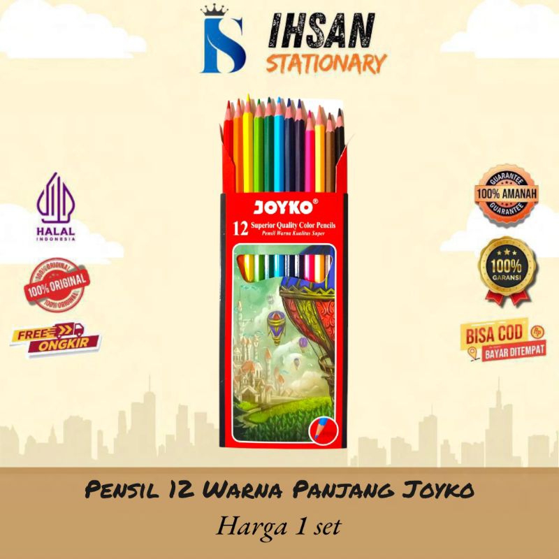 

Pensil Warna Joyko 12 Warna Panjang (1 Set)