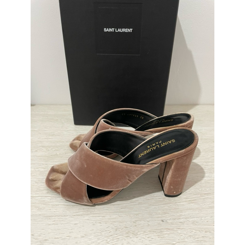 Ysl lou lou heels size 38 (insole 24.5 cm) gorgeous blush velvet mules