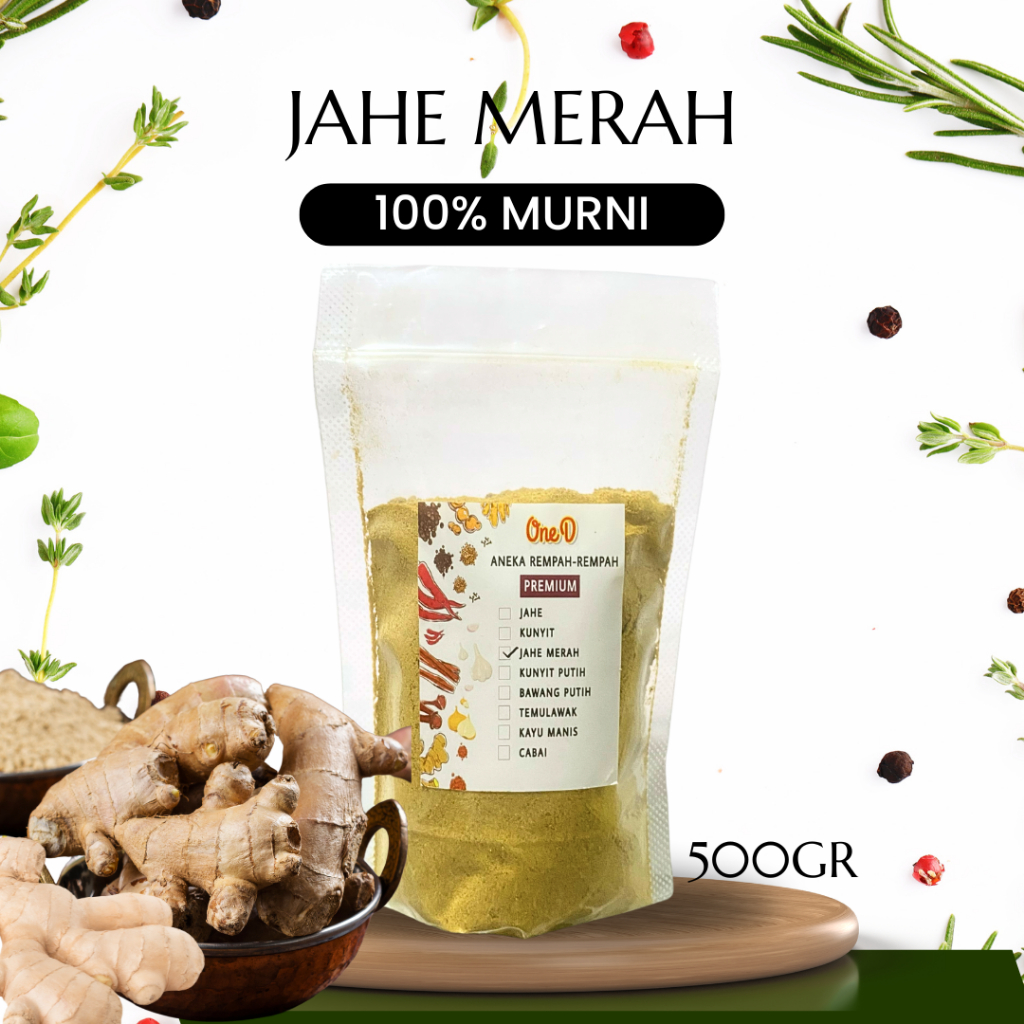 

OneD Jahe Merah Bubuk 500 Gram Serbuk Instan Premium Tanpa Pengawet