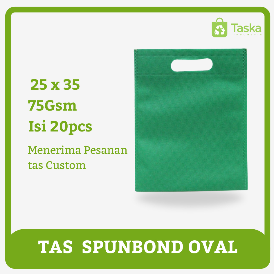 

Taska - Goodie bag Spunbond 25x35 Oval Warna Hijau Tua Tebal Tas Press Spunbond
