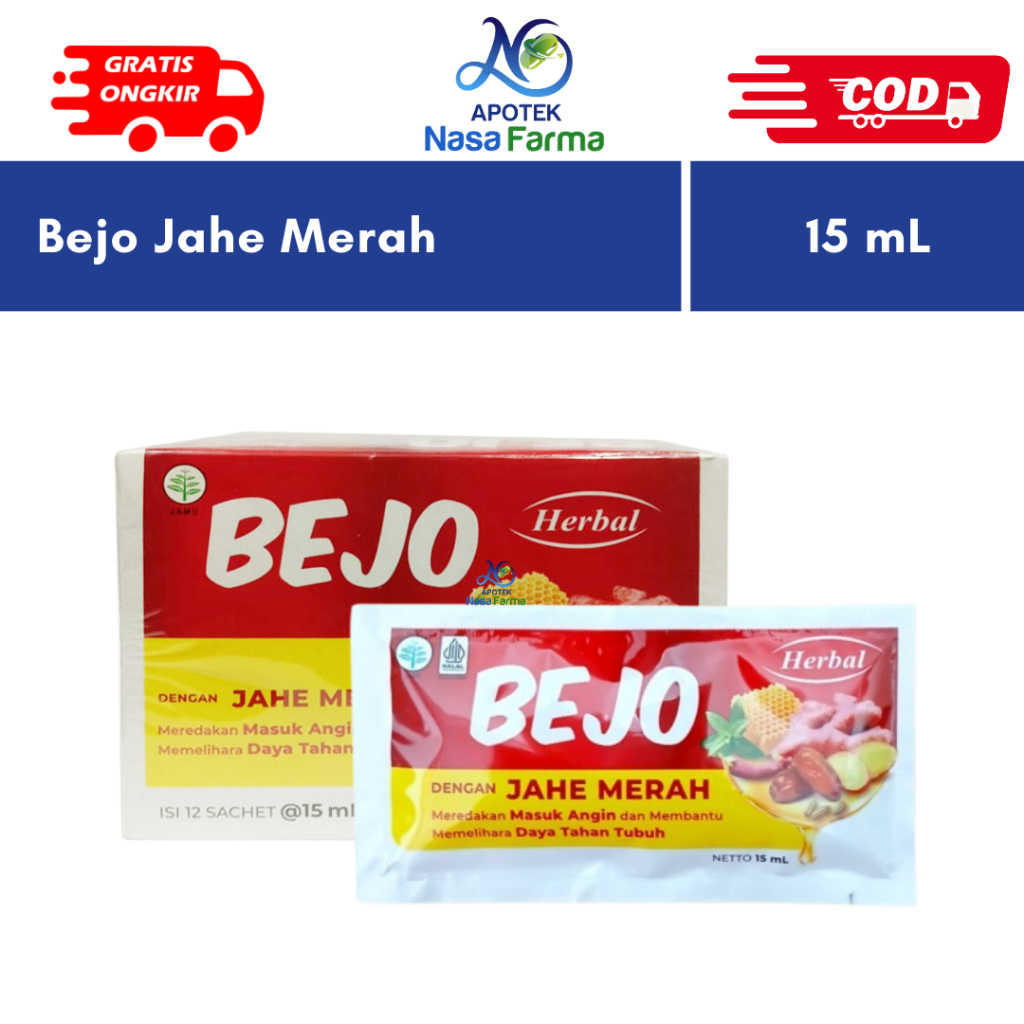 

Bejo Jahe Merah Sachet @15 mL - Sirup Herbal Untuk Masuk Angin Dengan Ekstrak Jahe Merah