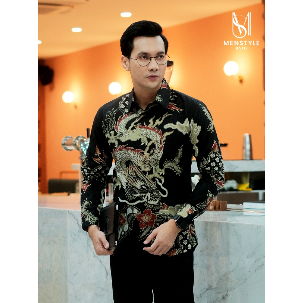 MENSTYLE BATIK - Kemeja batik pria Naga Atmala slimfit lapis furing bahan katun prima lengan panjang