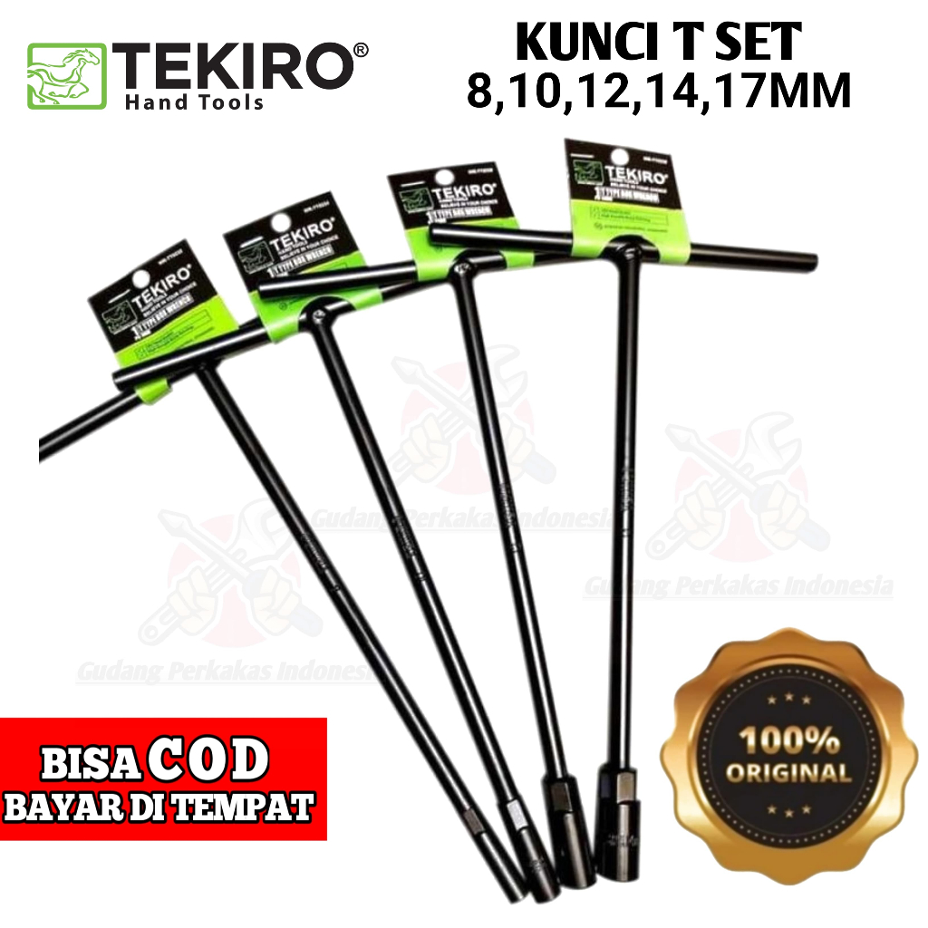 TEKIRO KUNCI SOCK T HITAM SET 8 10 12 14 17 MM SOK / KUNCI T SET 5 Pcs TEKIRO ORIGINAL
