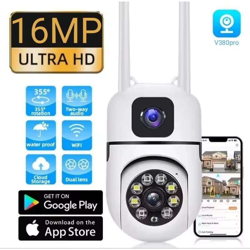 IP CAMERA NEW V380 PRO INDOOR/OUTDOOR DUAL LENS PTZ 360 ROTATION AUTO TRACKING IP CAMERA CCTV 16MP W