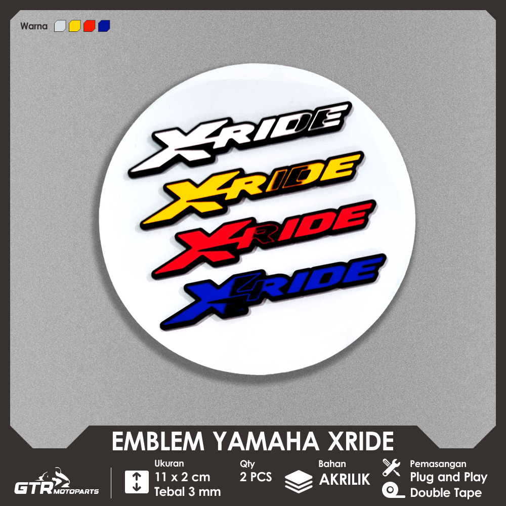 GTR Emblem XRIDE 2 PCS Logo Timbul 3D Aksesoris Motor Timbul XRIDE 115 125