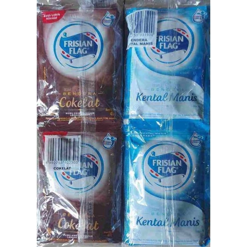 

Susu kental manis frisian flag putih coklat renceng 38gr / susu kental manis bendera