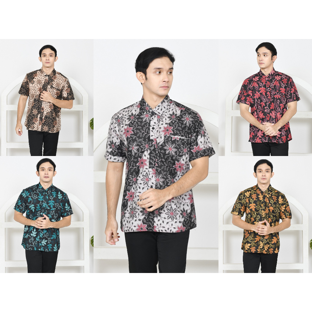 Kemeja BATIK PRIA DEWASA Lengan Pendek Premium Jumbo XL XXL Bigsize baju Lebaran Couple Keluarga