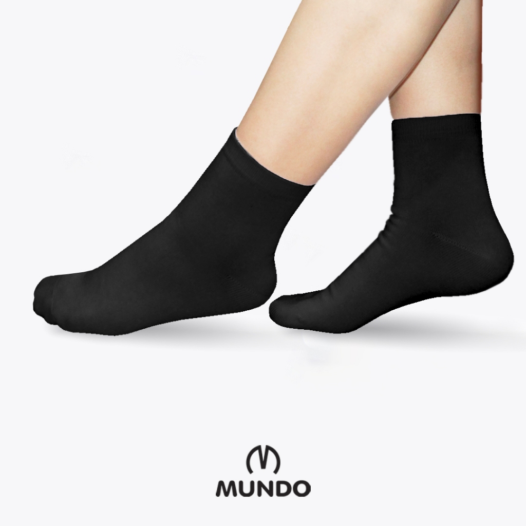 MUNDO School Sock Basic Ankle Black- Kaos Kaki Anak Sekolah Semata Kaki Hitam