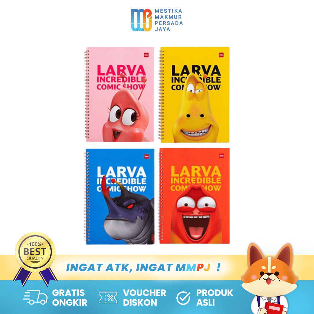 

Deli Notebook B5 - Isi 60 Lembar Karakter Larva Lucu / Buku Tulis Sekolah 70 GSM ELB560