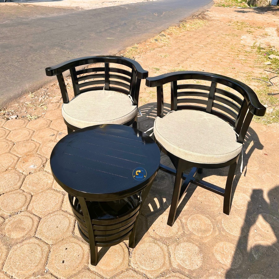 Set Kursi Teras Santai Mangkok 2 Kursi 1 Meja Kayu Jati