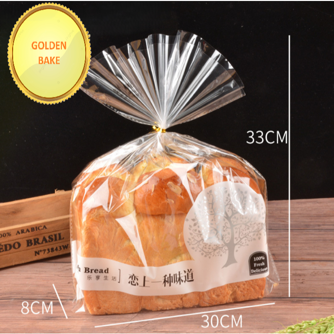 GBake 25pcs plastik roti tawar POHON PUTIH 30x33cm plastik rotar kantong kemasan roti / Plastik Roti