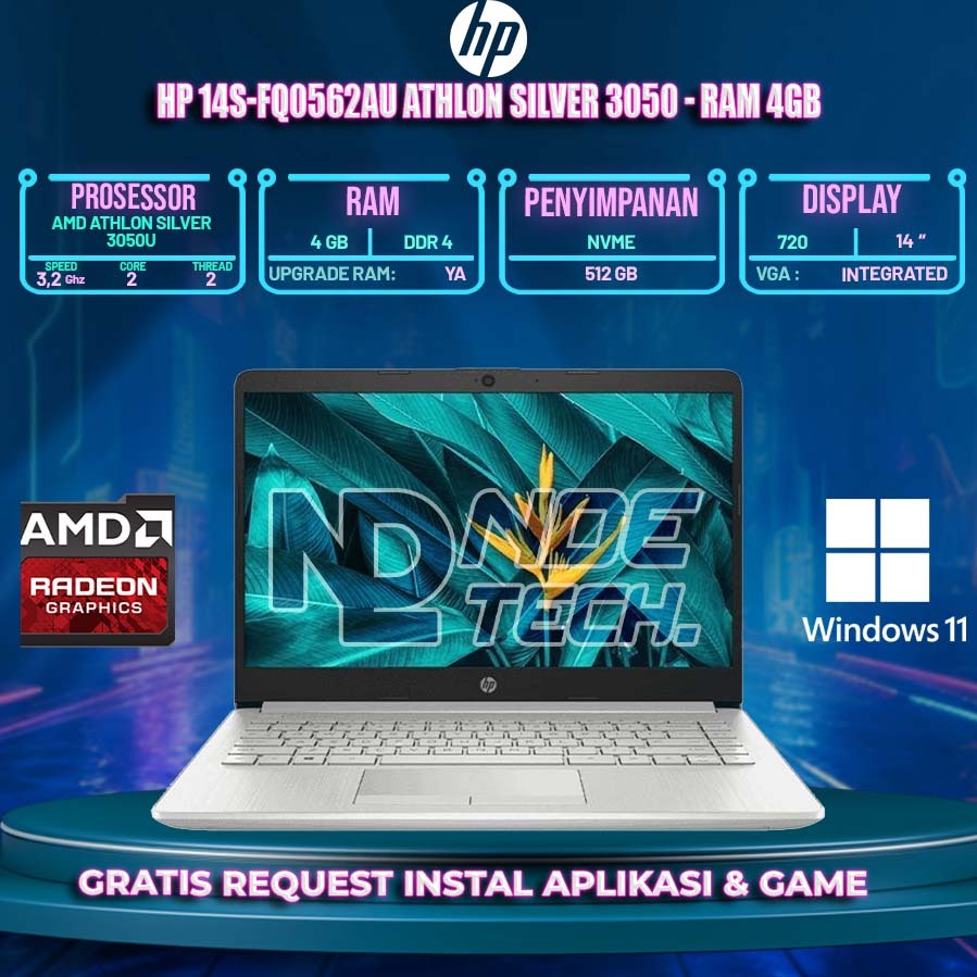 HP 14s-FQ0562AU Athlon Silver 3050