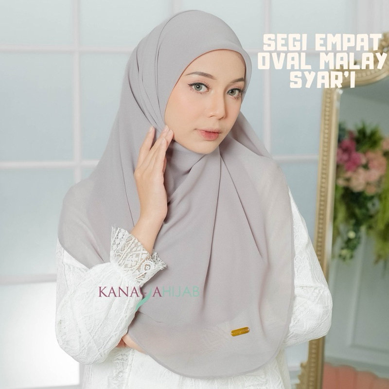 Kanaya -Hijab Segi Empat Oval Malay Syar'i Pollycotton Jumbo 130