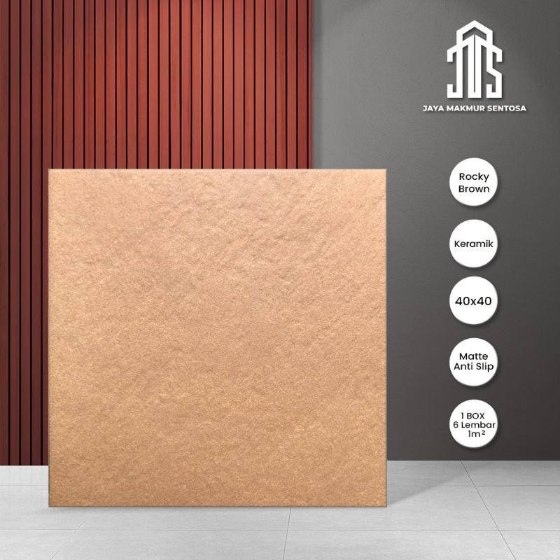 Keramik Lantai Kasar Untuk Teras Atau Carport Rocky Brown 40x40