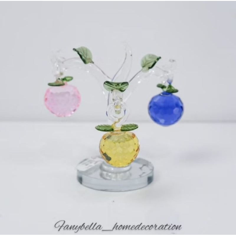 Pajangan Kristal Kaca Mewah Pohon Buah Apel Dekorasi Rumah Fanybella